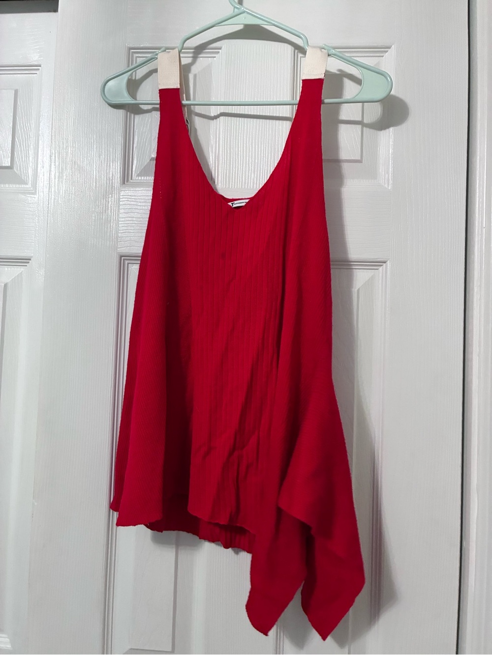 Alexander Wang Merino Wool Flowy Red Ribbed Top Size M